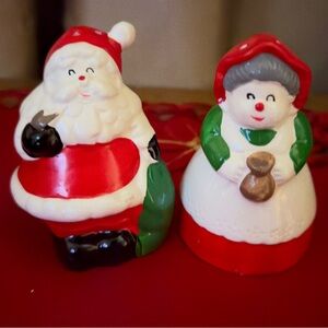 SOLD  Vintage Santa and Mrs. Clause Hand Painted Salt/Pepper Shakers
